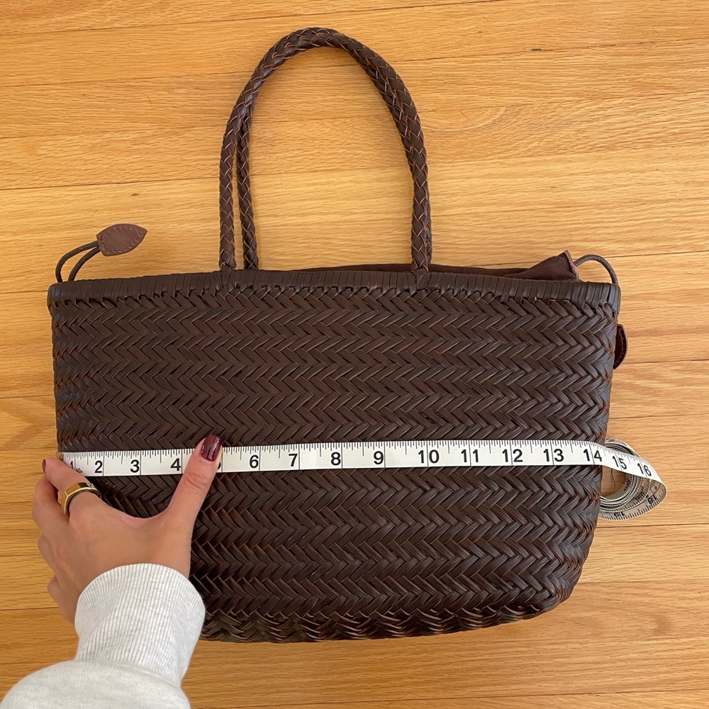 Brown Leather Woven Tote Bag